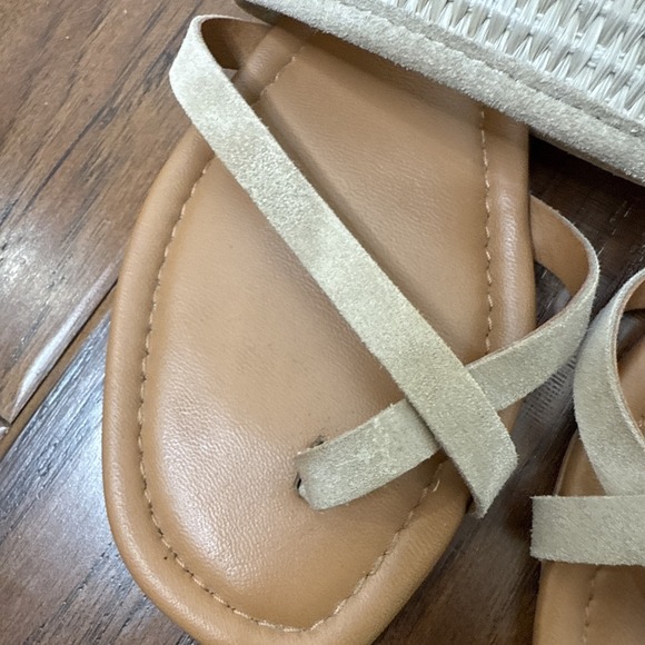 Mila Paoli Leather Slip On Sandal Womens 7 Suede Tan Made In Italy Flat‎ Minimal - Picture 3 of 7